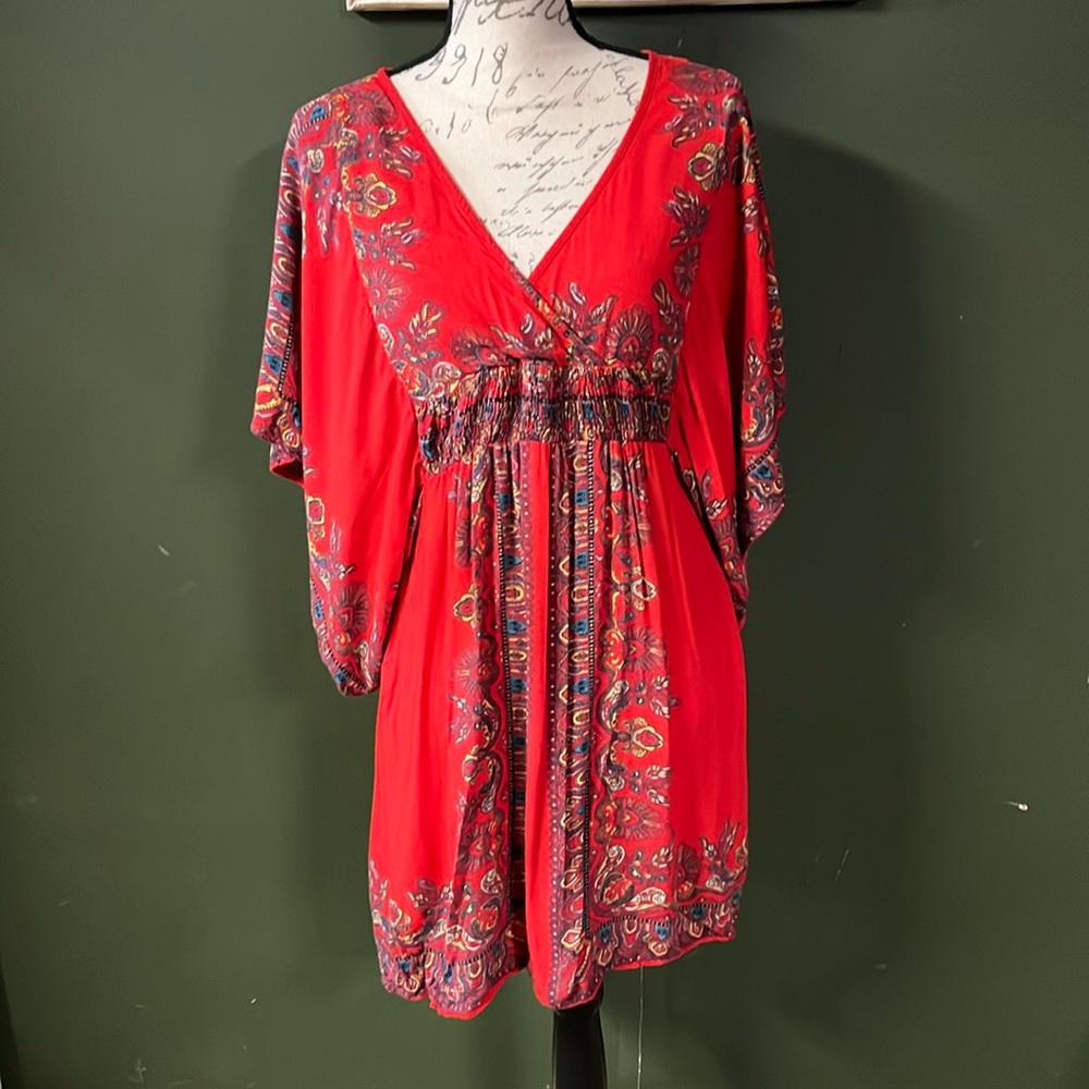 Red dress with cute colorful pattern